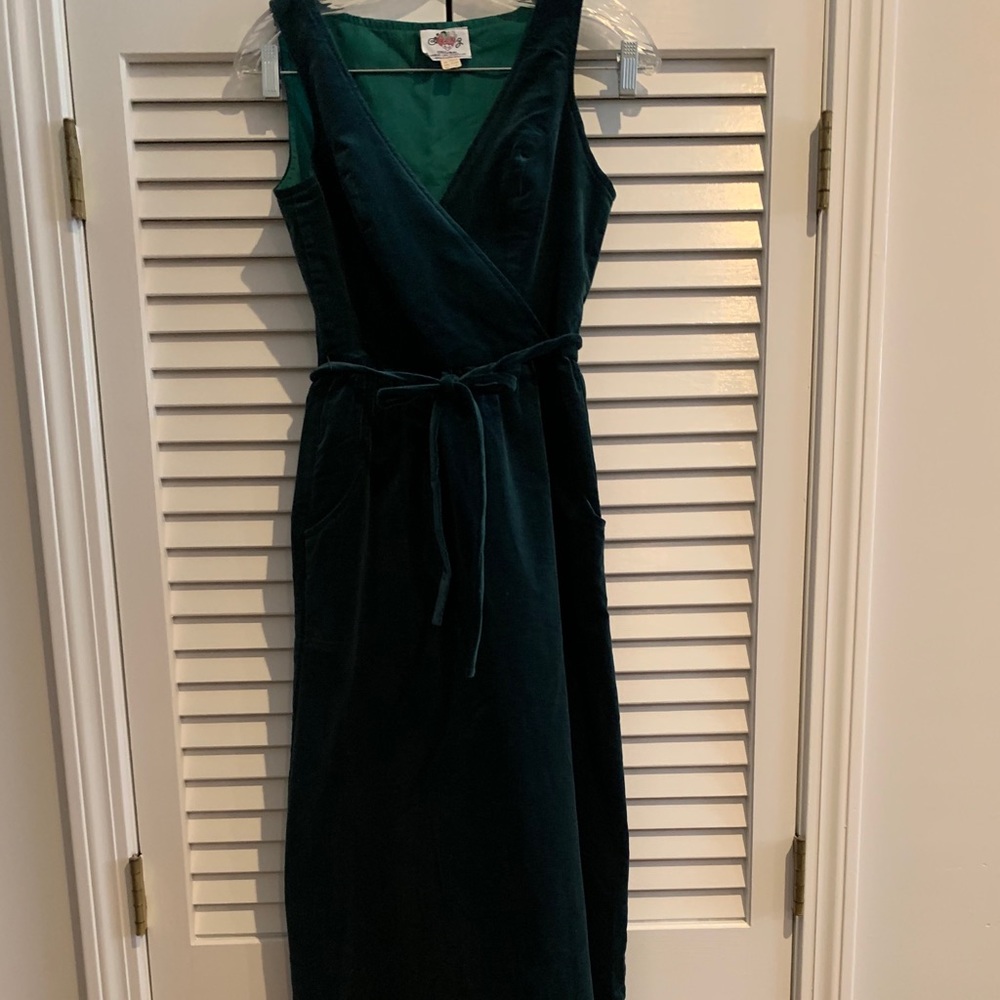 Vintage green velvet long dress